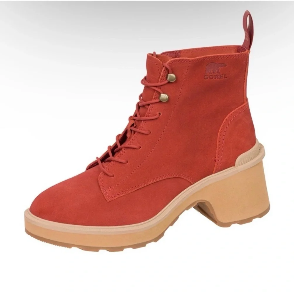 Sorel Womens Hi-Line Heel Lace Warp Red Tawny Buff Size 8